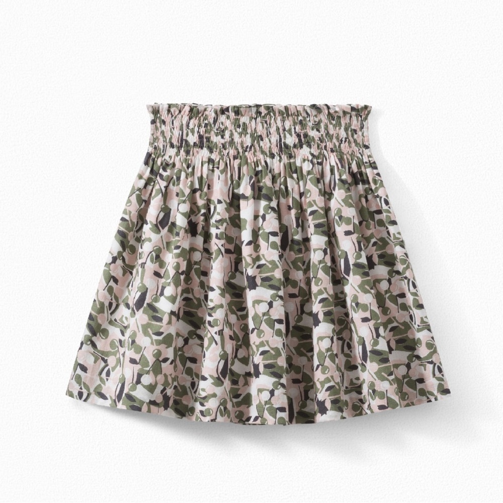 Bonpoint Girls' smocked waist skirt dark khaki
